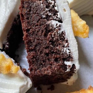 chocolate malt cake and french fry buttercream